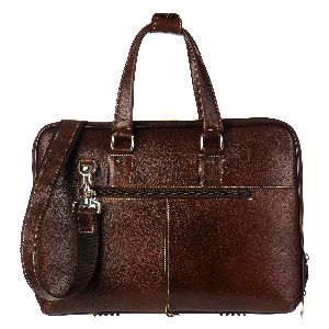 Black Brown Unisex Leather Laptop Bag
