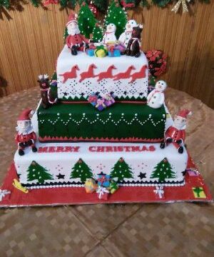 Round Merry Christmas Cake