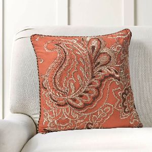 Square Silk Embroidered Cushion Cover
