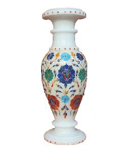Round Polished Marble Flower Vase